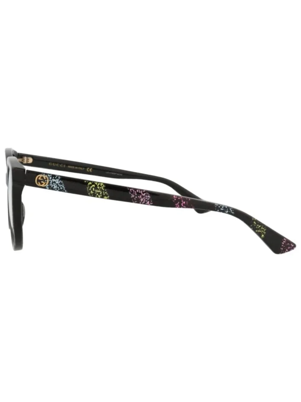 New Gucci Women's Eyeglasses Round Oval Acetate Frame Black Multicolor